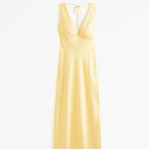 Abercrombie Cowl Back Dress Yellow Wedding Guest